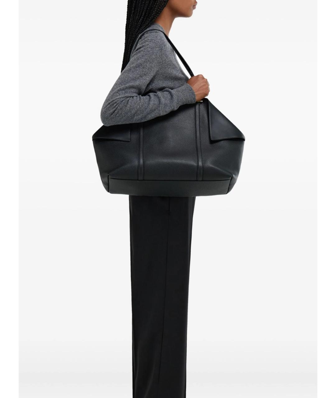 FERRAGAMO Черная кожаная сумка тоут, фото 2