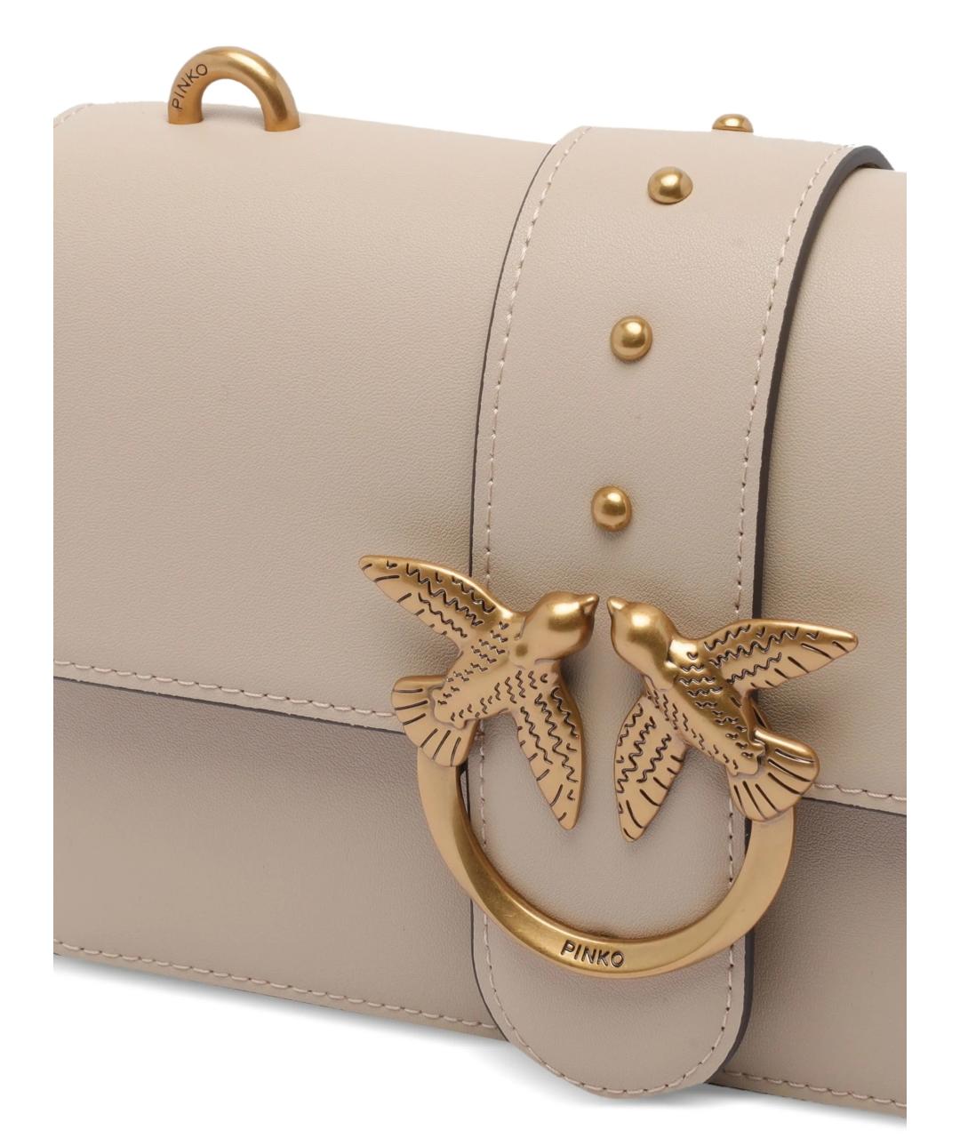 PINKO Бежевая кожаная сумка через плечо, фото 3