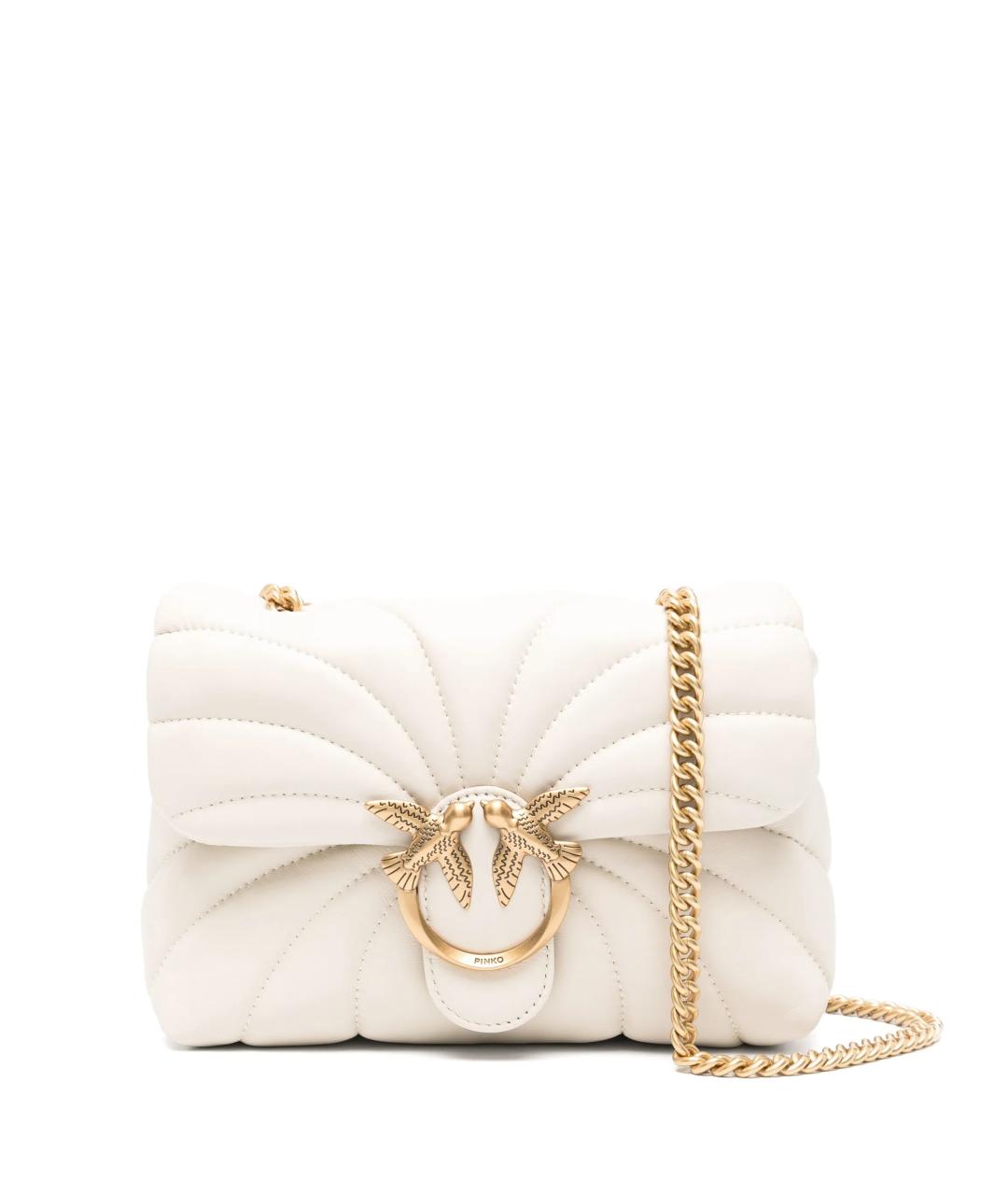 PINKO Бежевая кожаная сумка через плечо, фото 1