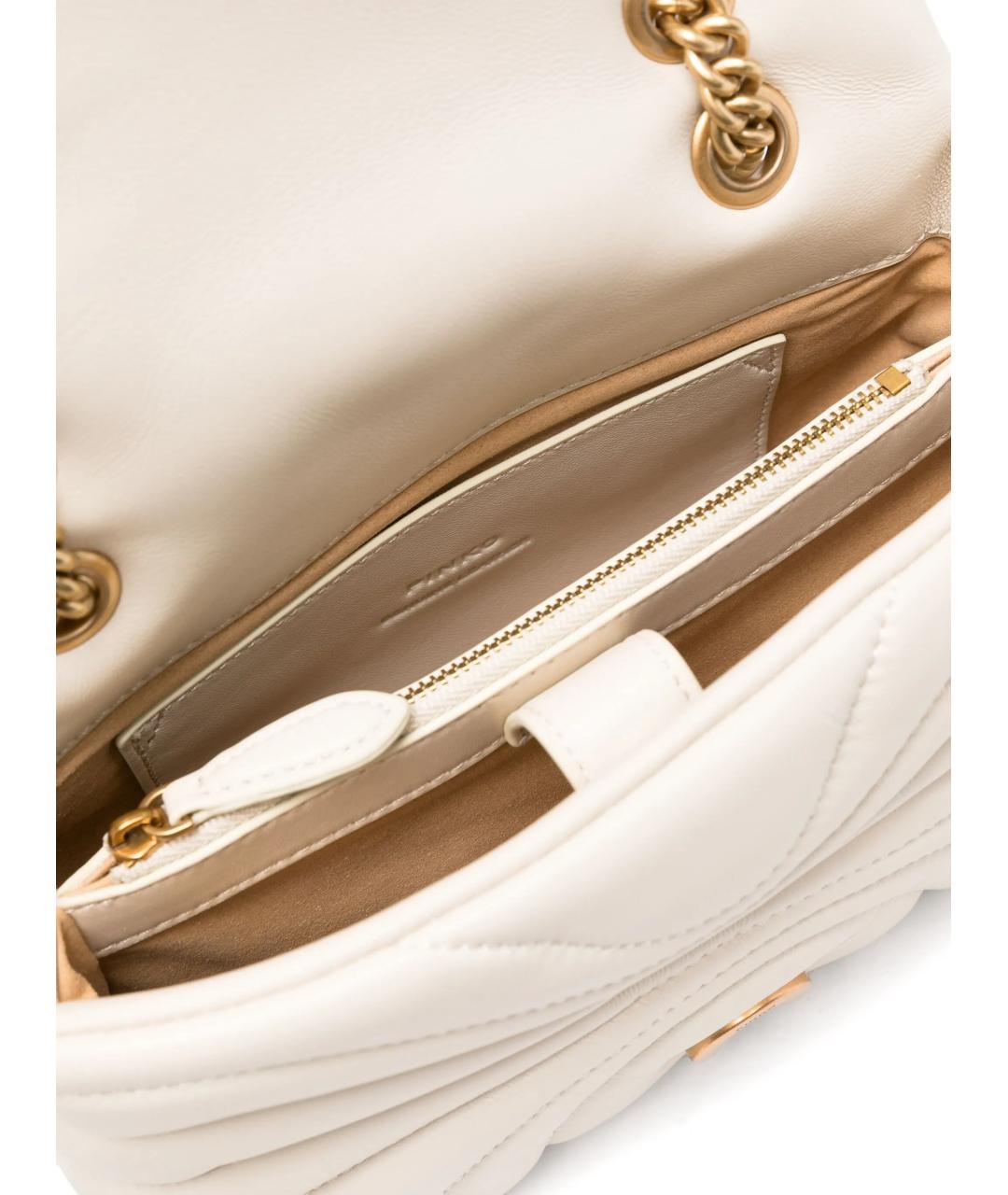 PINKO Бежевая кожаная сумка через плечо, фото 5