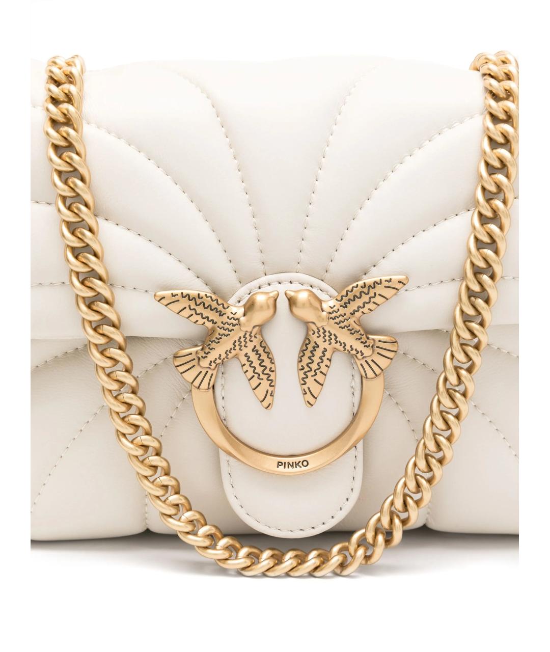 PINKO Бежевая кожаная сумка через плечо, фото 4