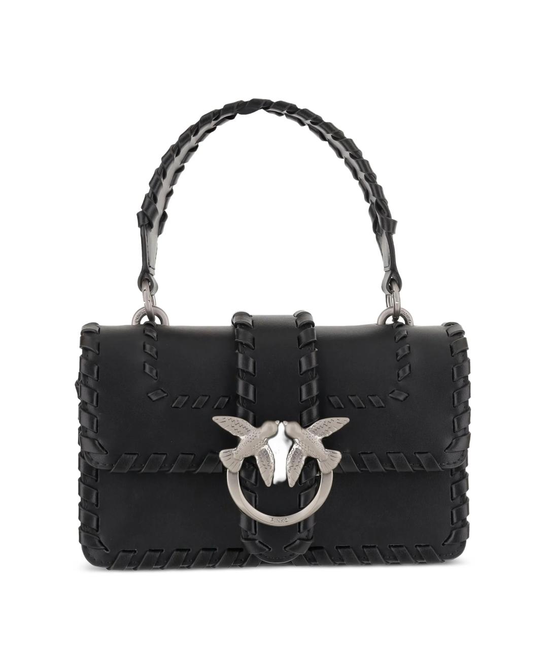 PINKO Черная кожаная сумка с короткими ручками, фото 1