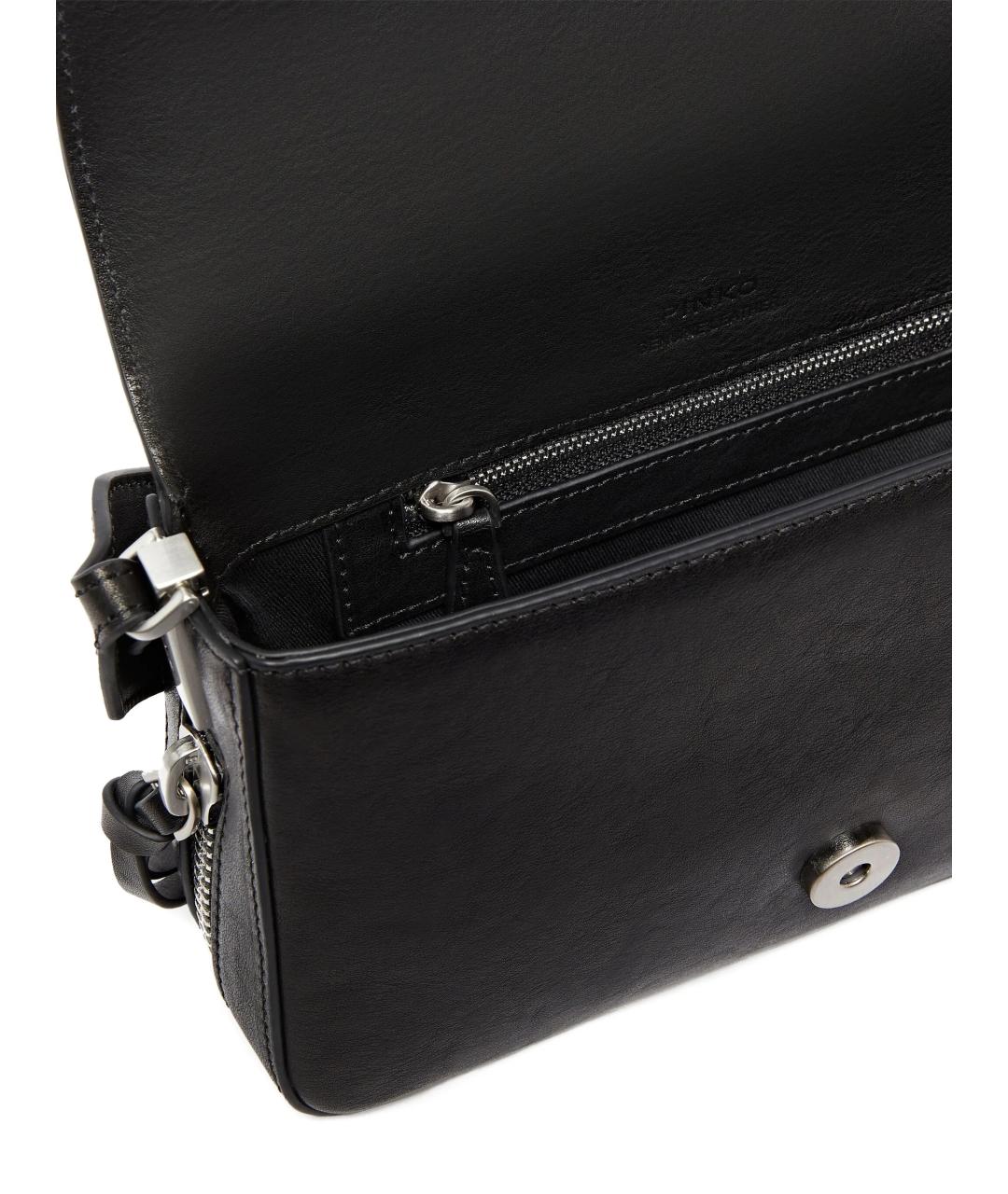 PINKO Черная кожаная сумка через плечо, фото 3