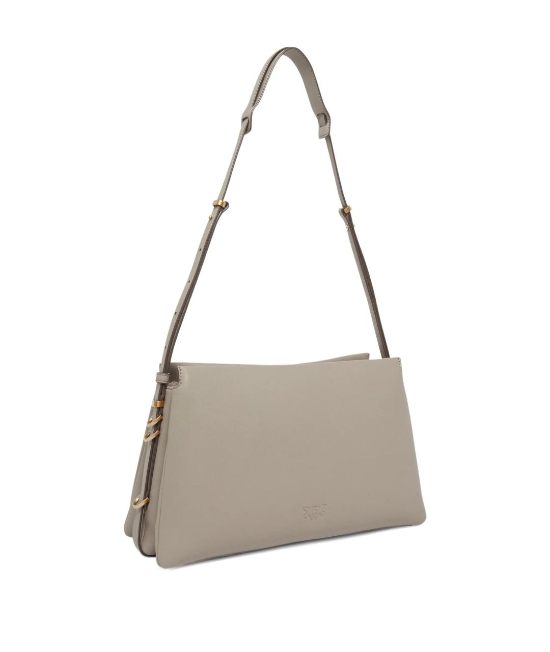 PINKO Серая кожаная сумка через плечо, фото 2