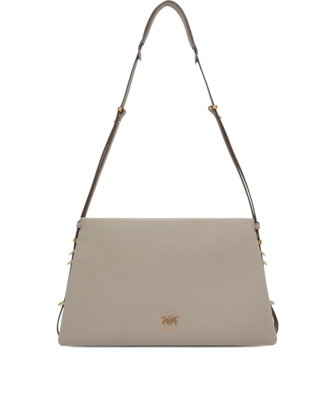 PINKO Серая кожаная сумка через плечо, фото 1