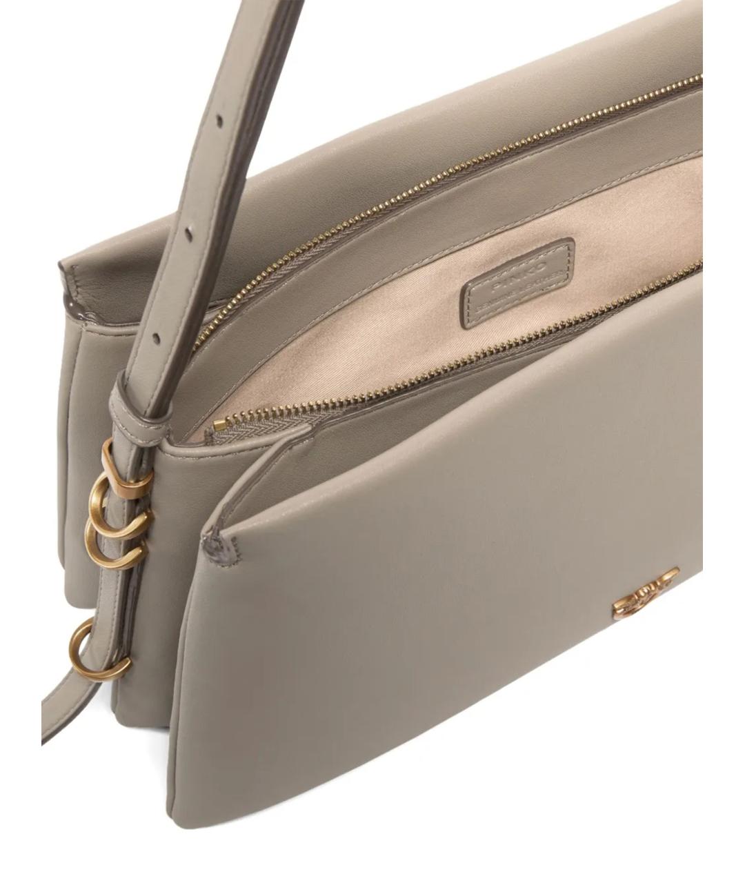 PINKO Серая кожаная сумка через плечо, фото 4