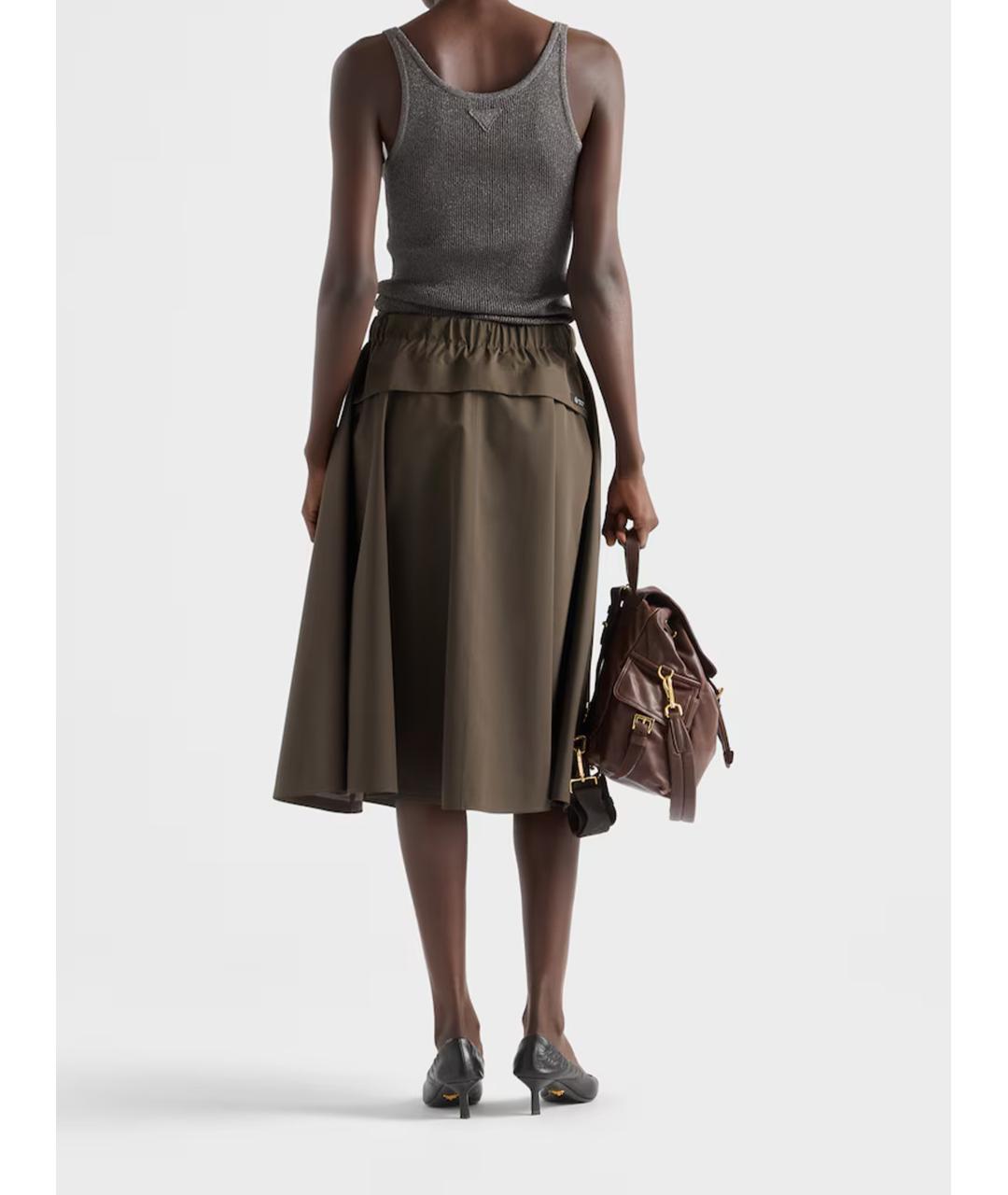 PRADA Зеленая полиамидовая юбка миди, фото 3