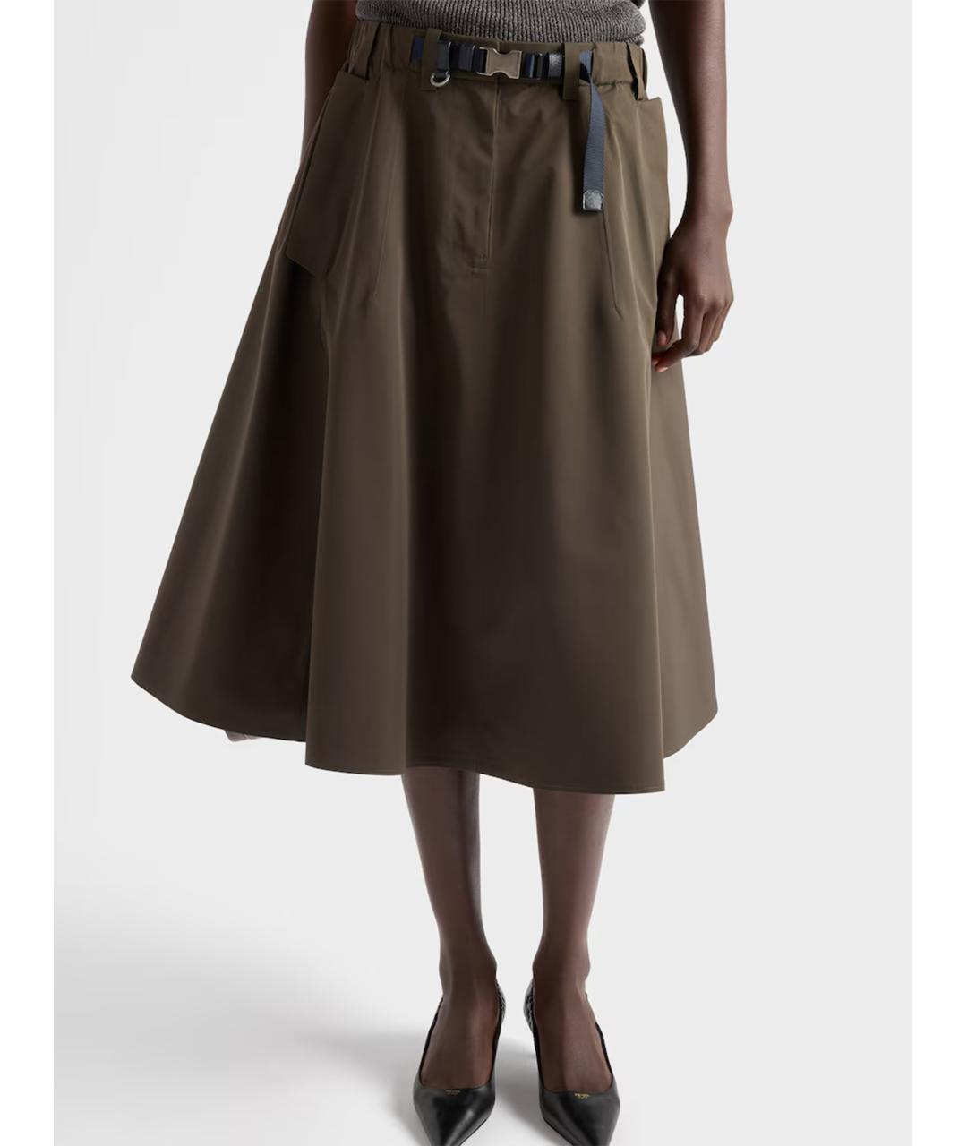 PRADA Зеленая полиамидовая юбка миди, фото 2