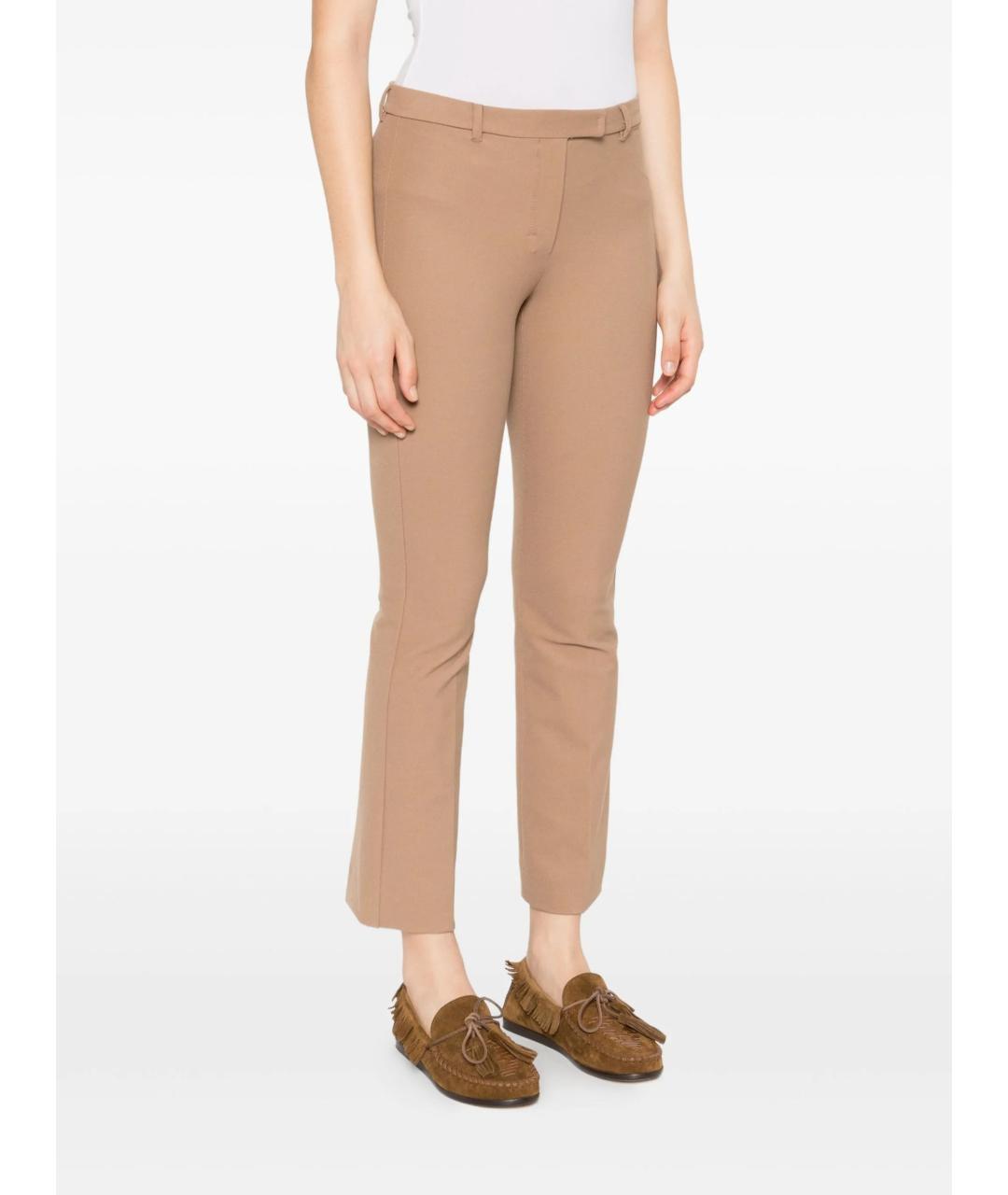 MAX MARA Коричневые хлопковые прямые брюки, фото 3