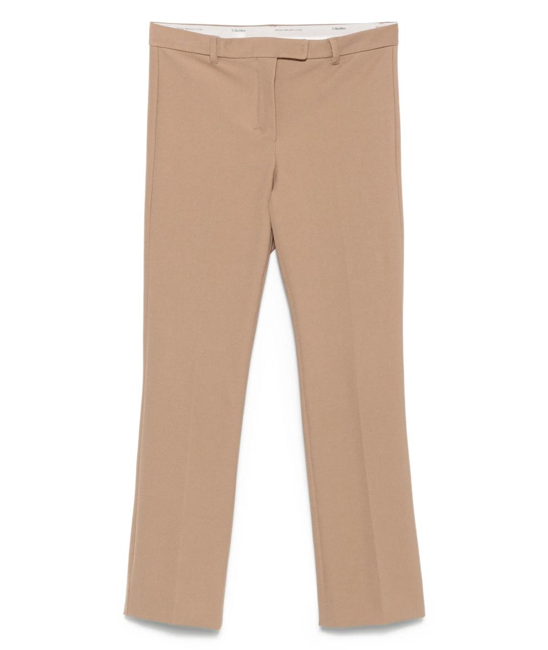 MAX MARA Коричневые хлопковые прямые брюки, фото 1