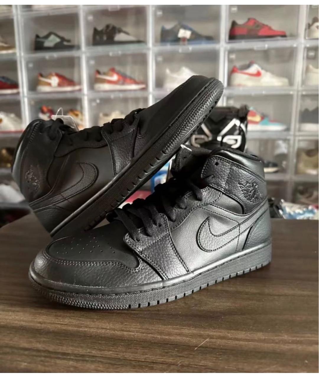 JORDAN Черные кожаные кроссовки, фото 2