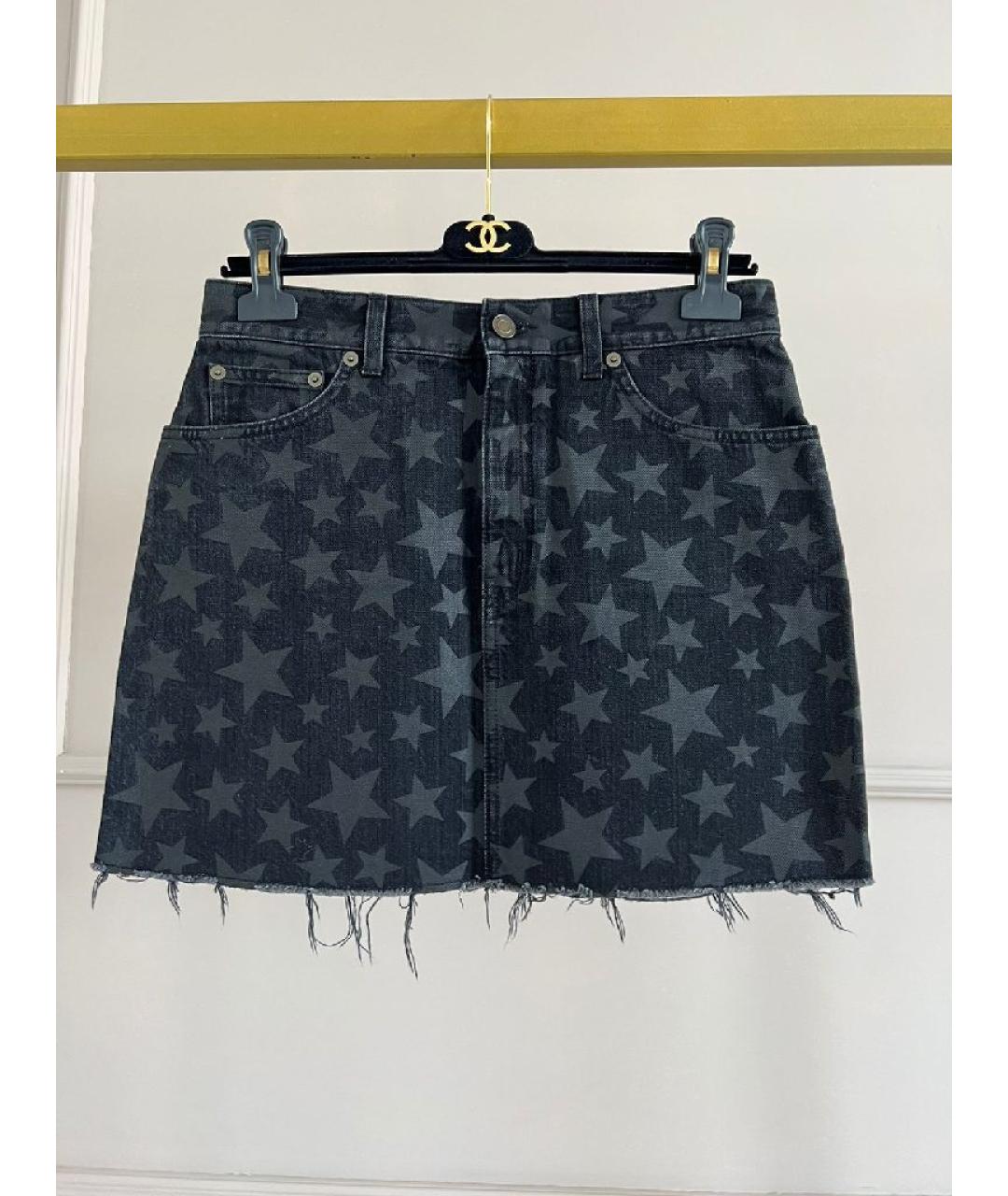 SAINT LAURENT Антрацитовая деним юбка мини, фото 8