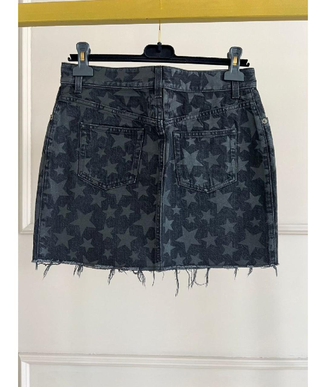 SAINT LAURENT Антрацитовая деним юбка мини, фото 2