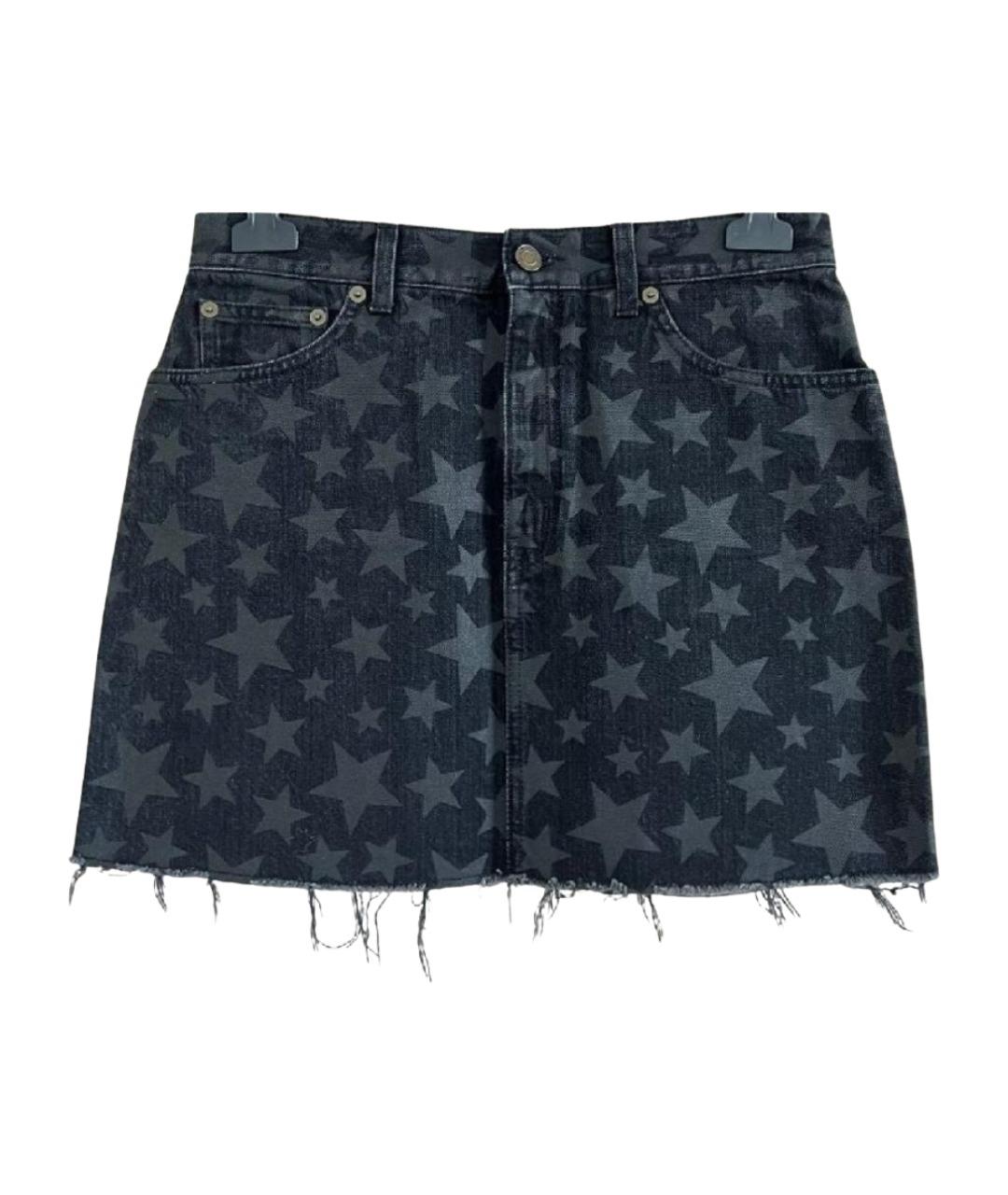 SAINT LAURENT Антрацитовая деним юбка мини, фото 1