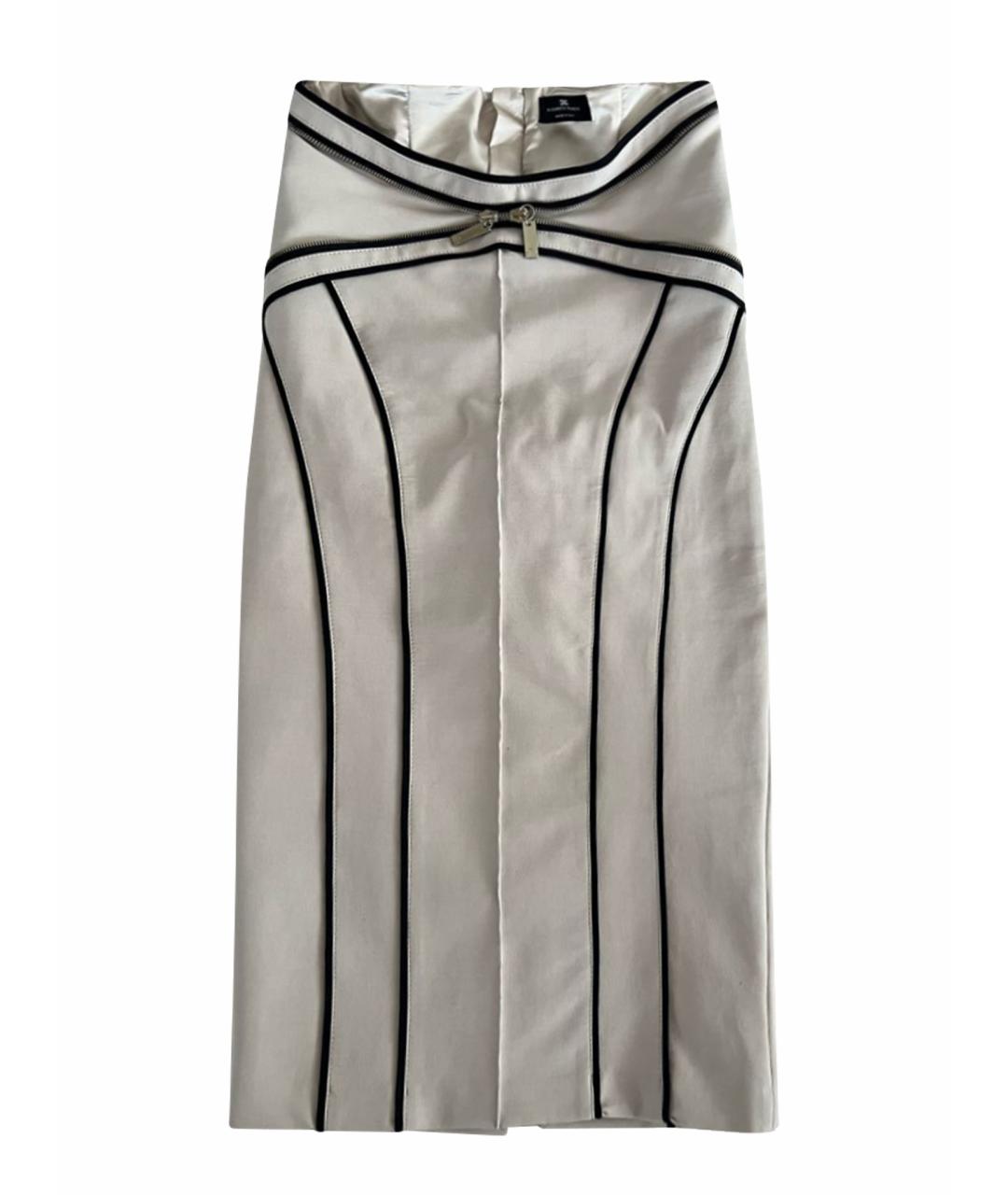 ELISABETTA FRANCHI Бежевая вискозная юбка миди, фото 1