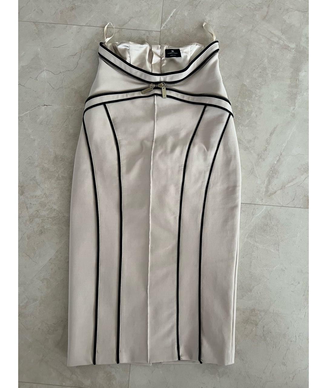 ELISABETTA FRANCHI Бежевая вискозная юбка миди, фото 4