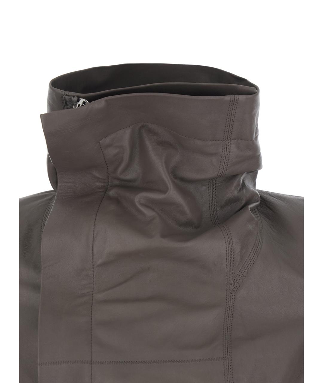RICK OWENS Серая кожаная куртка, фото 3