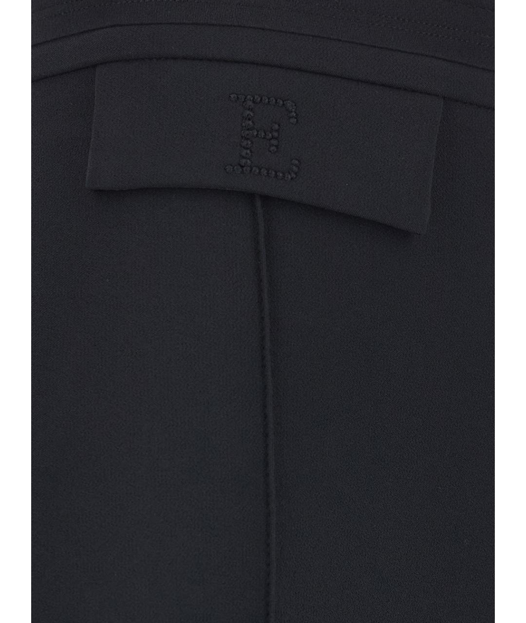 ELISABETTA FRANCHI Черные полиэстеровые прямые брюки, фото 3