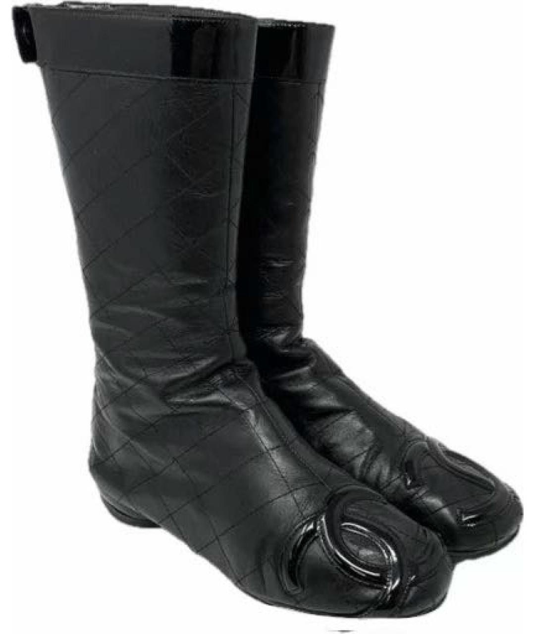 CHANEL Черные кожаные сапоги, фото 2