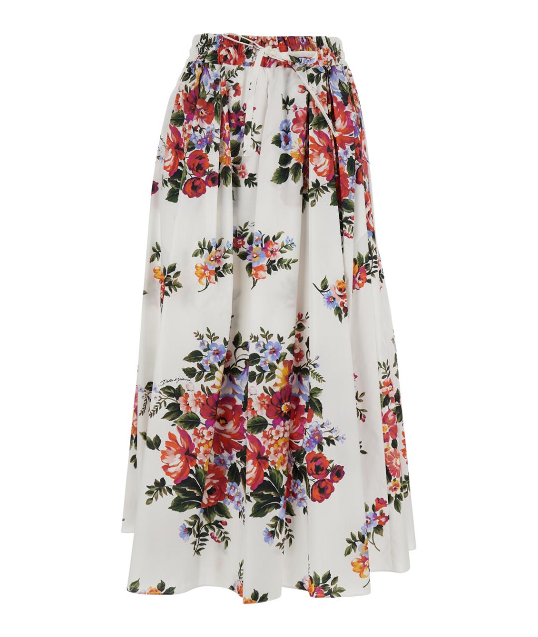DOLCE&GABBANA Белая хлопковая юбка макси, фото 1