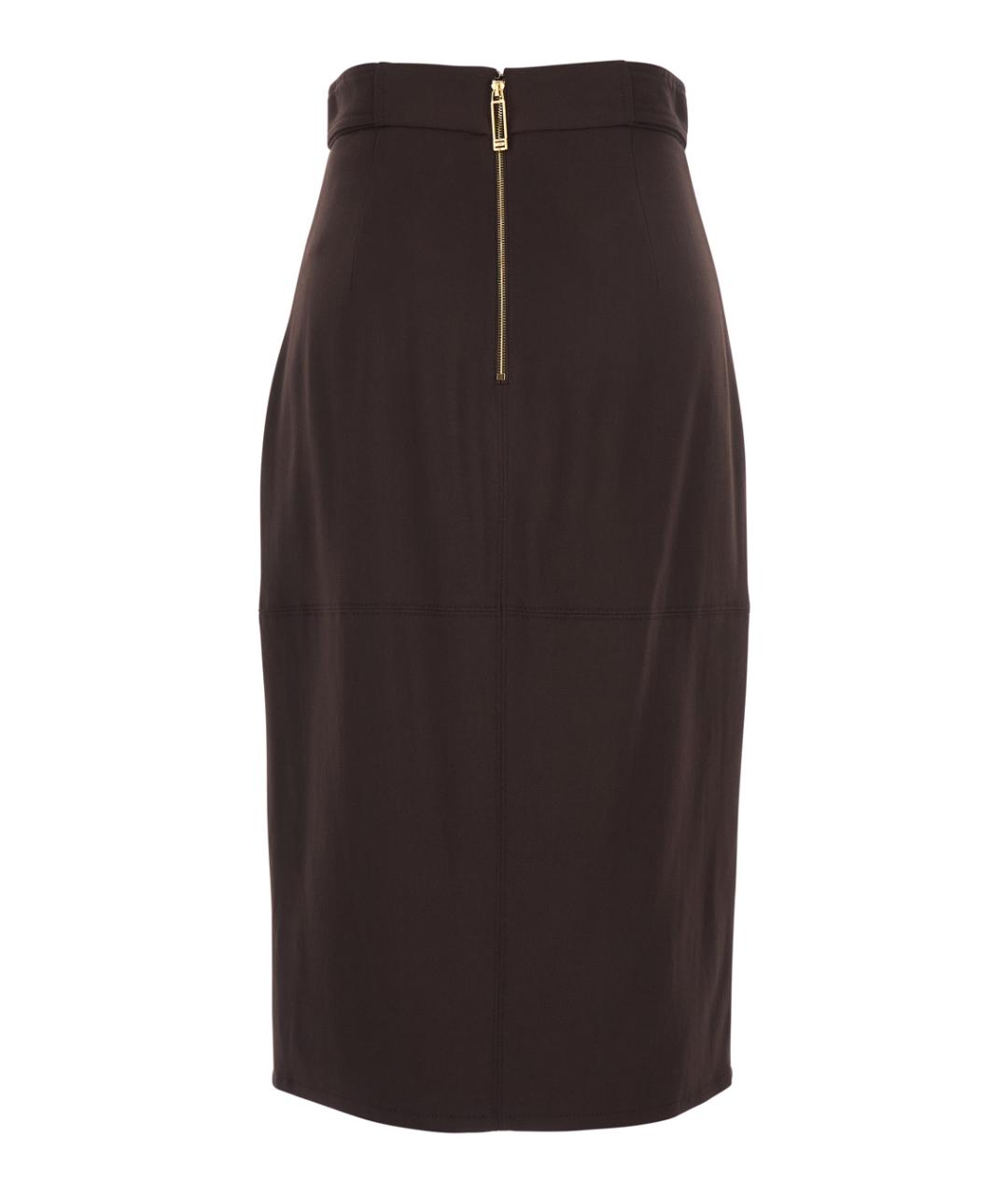 ELISABETTA FRANCHI Коричневая вискозная юбка миди, фото 2