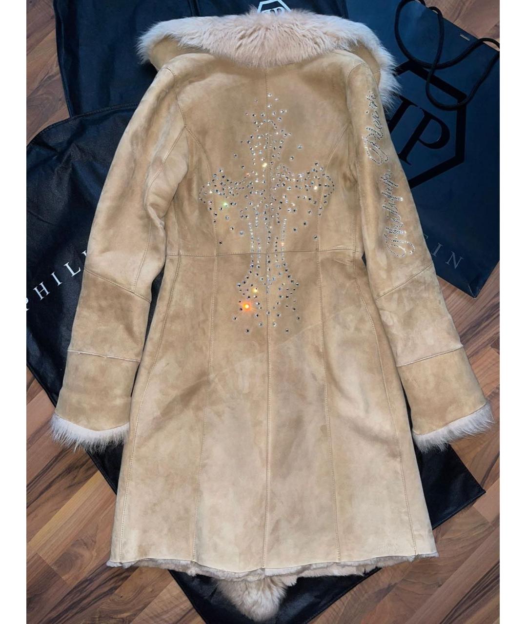 PHILIPP PLEIN Бежевая шерстяная дубленка, фото 2