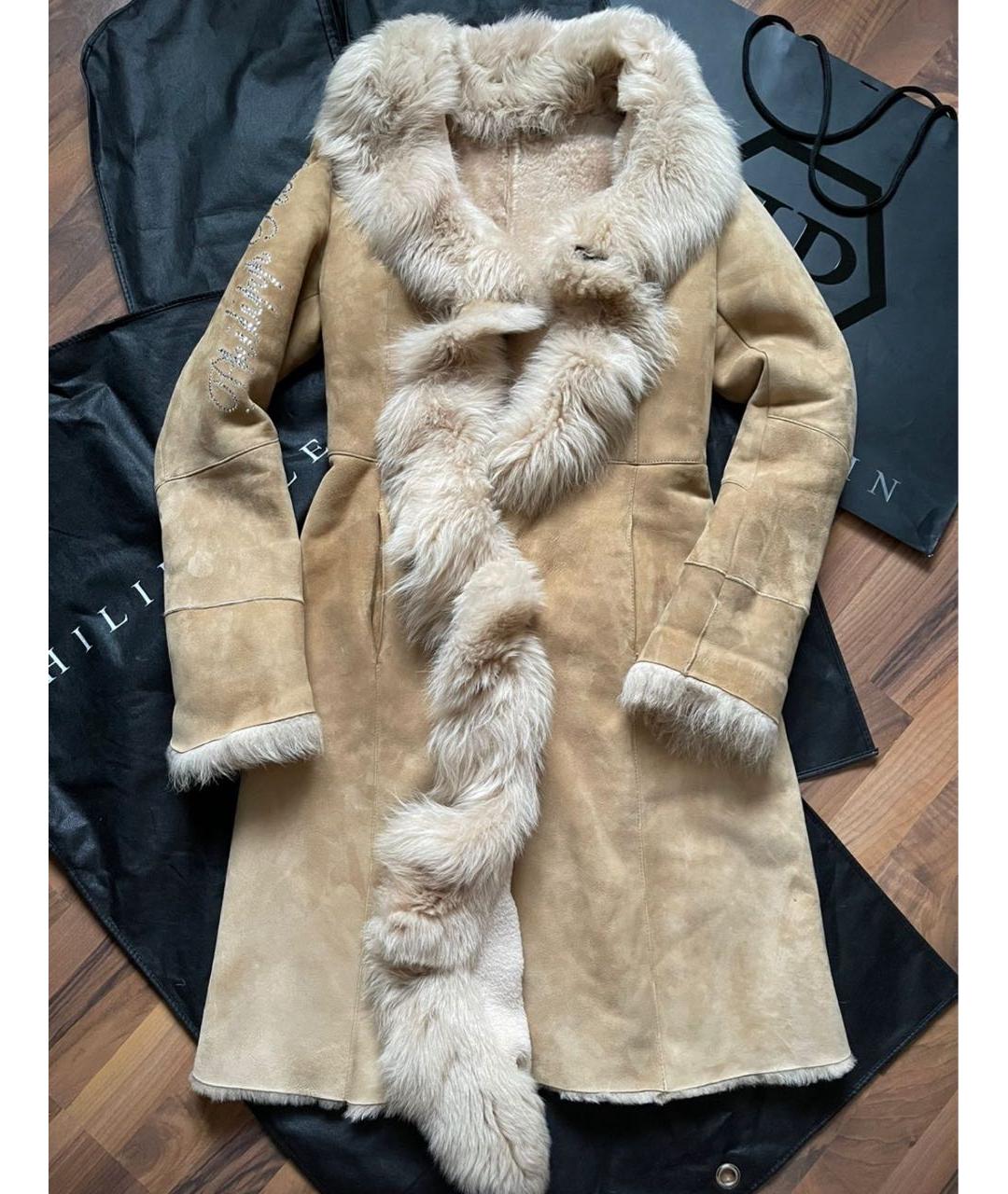 PHILIPP PLEIN Бежевая шерстяная дубленка, фото 6
