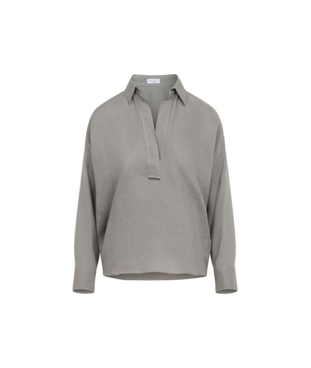 BRUNELLO CUCINELLI Хаки льняная блузы, фото 1