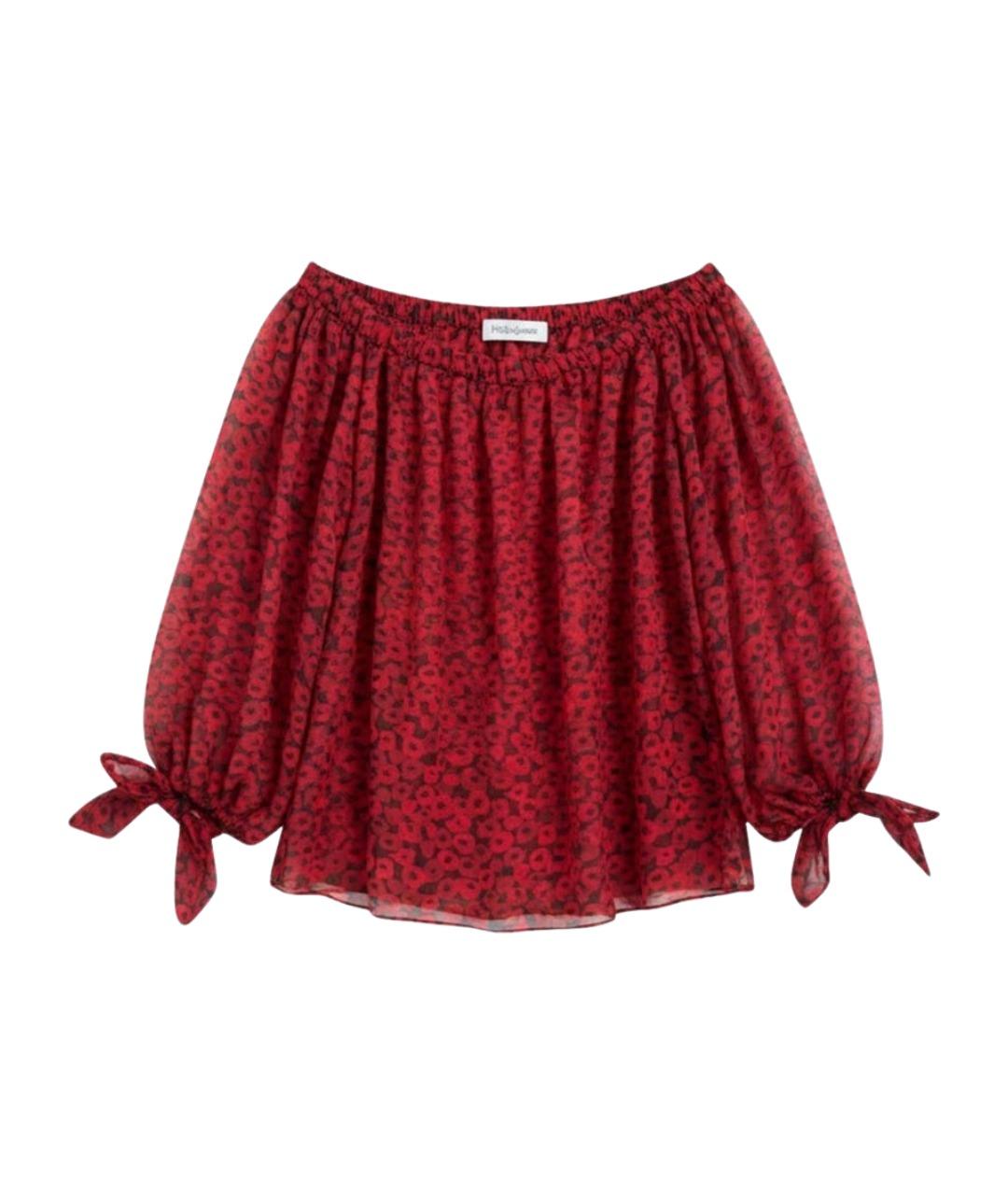 SAINT LAURENT Бордовая шелковая блузы, фото 1