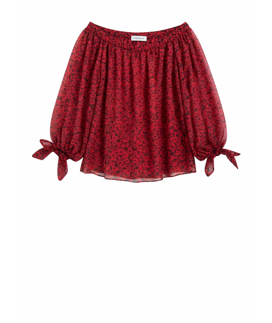 SAINT LAURENT Бордовая шелковая блузы, фото 6