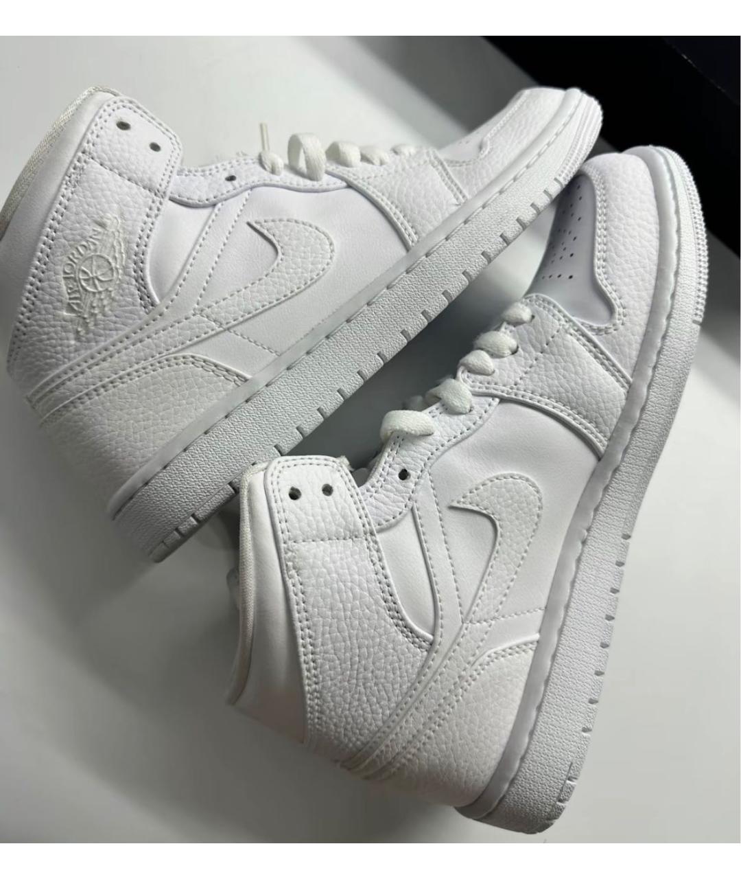 JORDAN Белые кожаные высокие кроссовки / кеды, фото 2