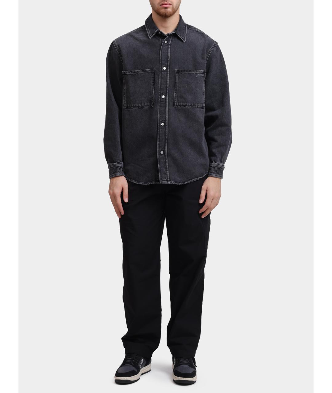 CALVIN KLEIN Серая хлопковая кэжуал рубашка, фото 2