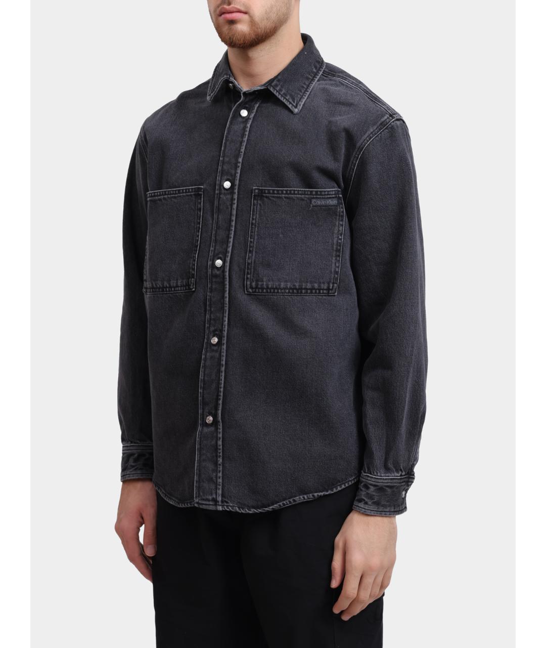 CALVIN KLEIN Серая хлопковая кэжуал рубашка, фото 3