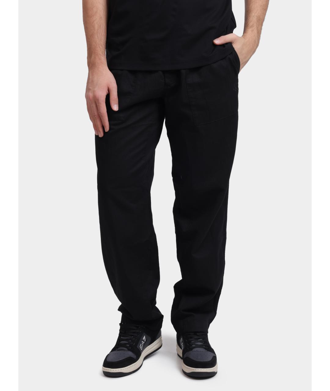 CALVIN KLEIN Черные хлопковые повседневные брюки, фото 2
