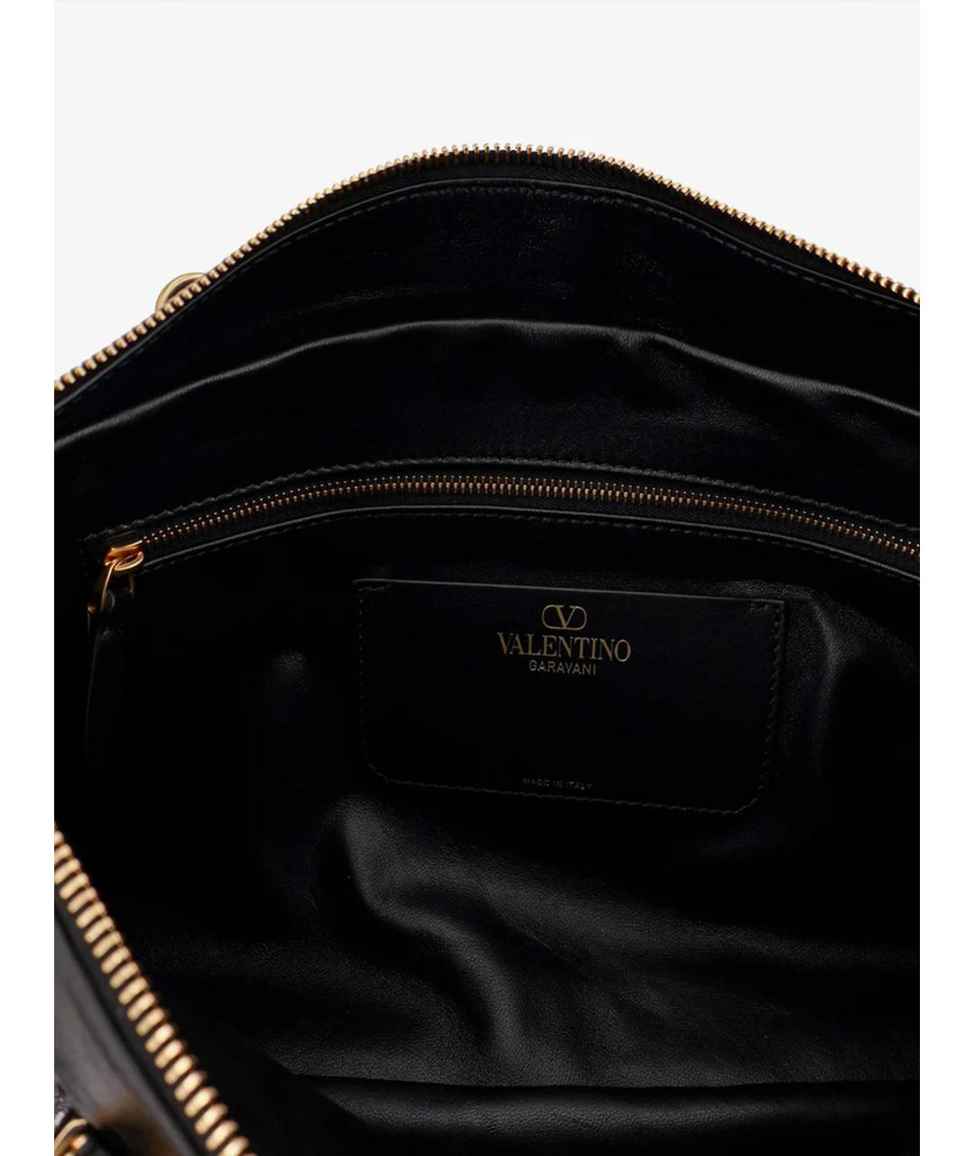 VALENTINO Черная кожаная сумка тоут, фото 4