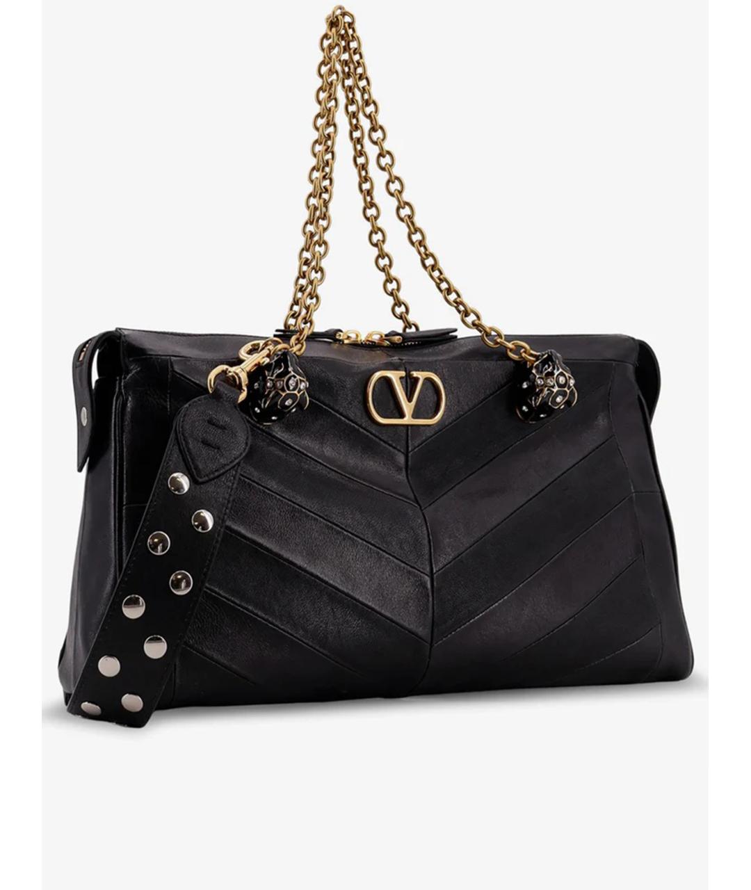 VALENTINO Черная кожаная сумка тоут, фото 3