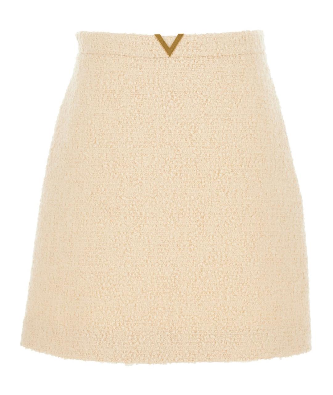 VALENTINO Бежевая шерстяная юбка мини, фото 1