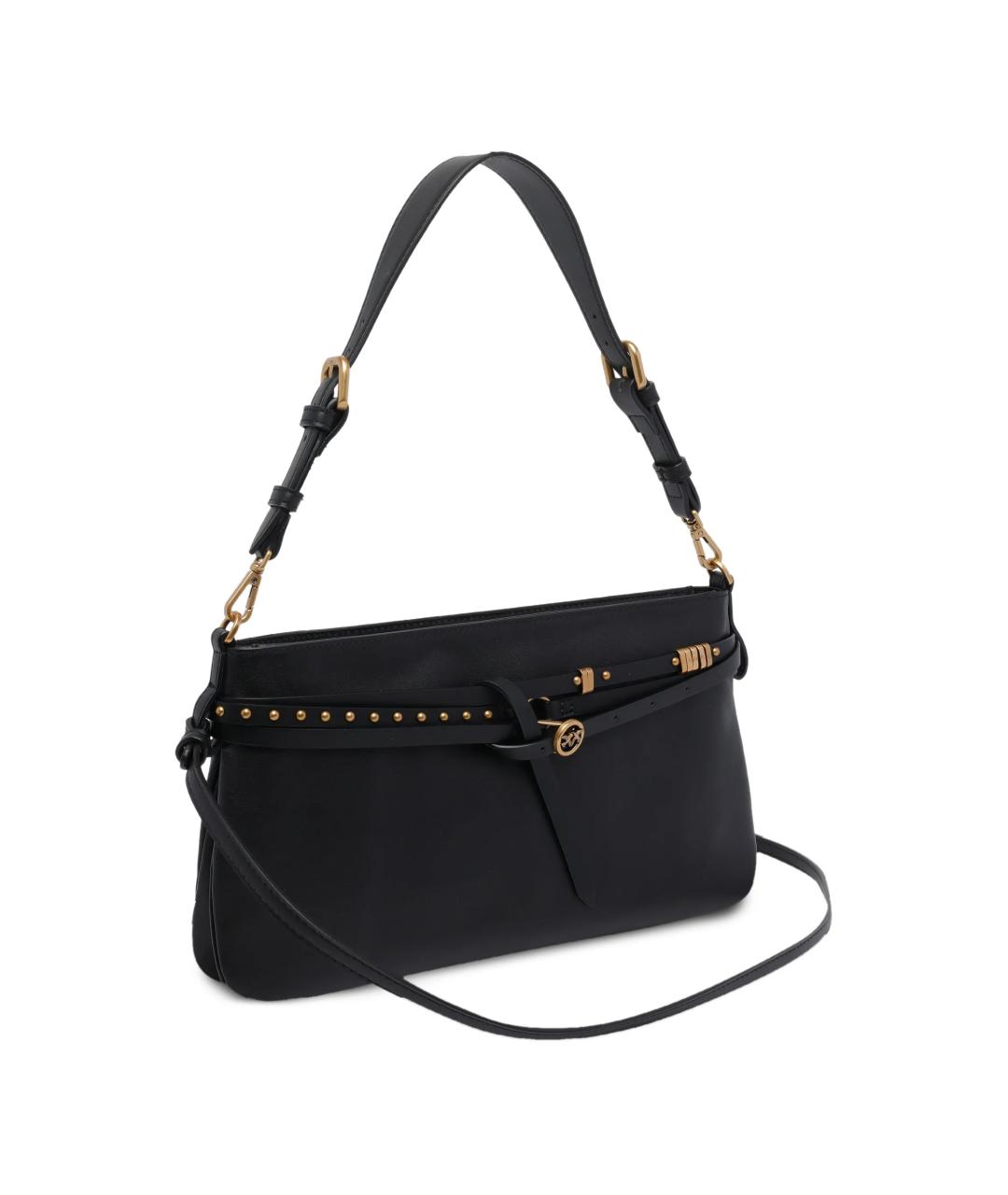 PINKO Черная кожаная сумка с короткими ручками, фото 3