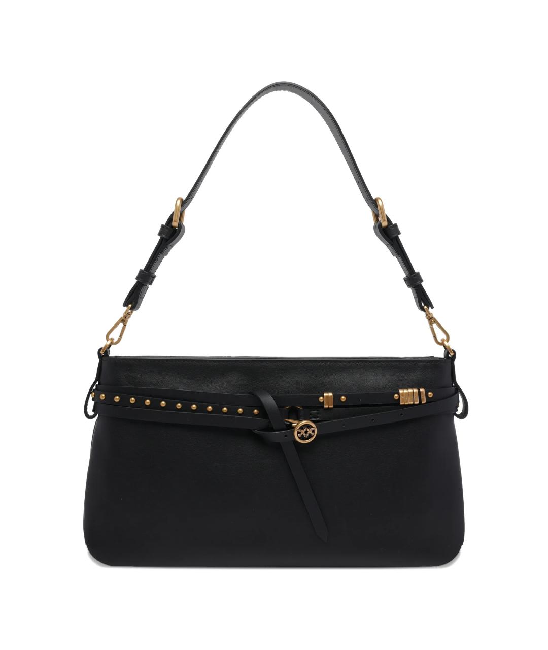 PINKO Черная кожаная сумка с короткими ручками, фото 1