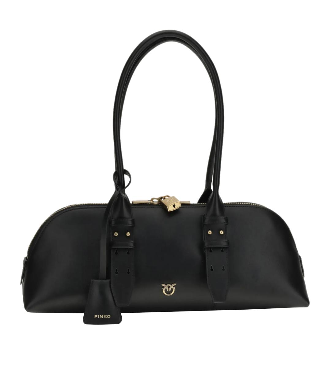 PINKO Черная кожаная сумка тоут, фото 1