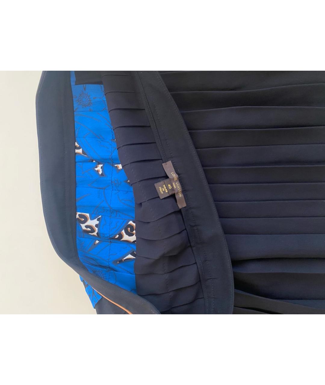 LOUIS VUITTON Синяя шелковая юбка мини, фото 5