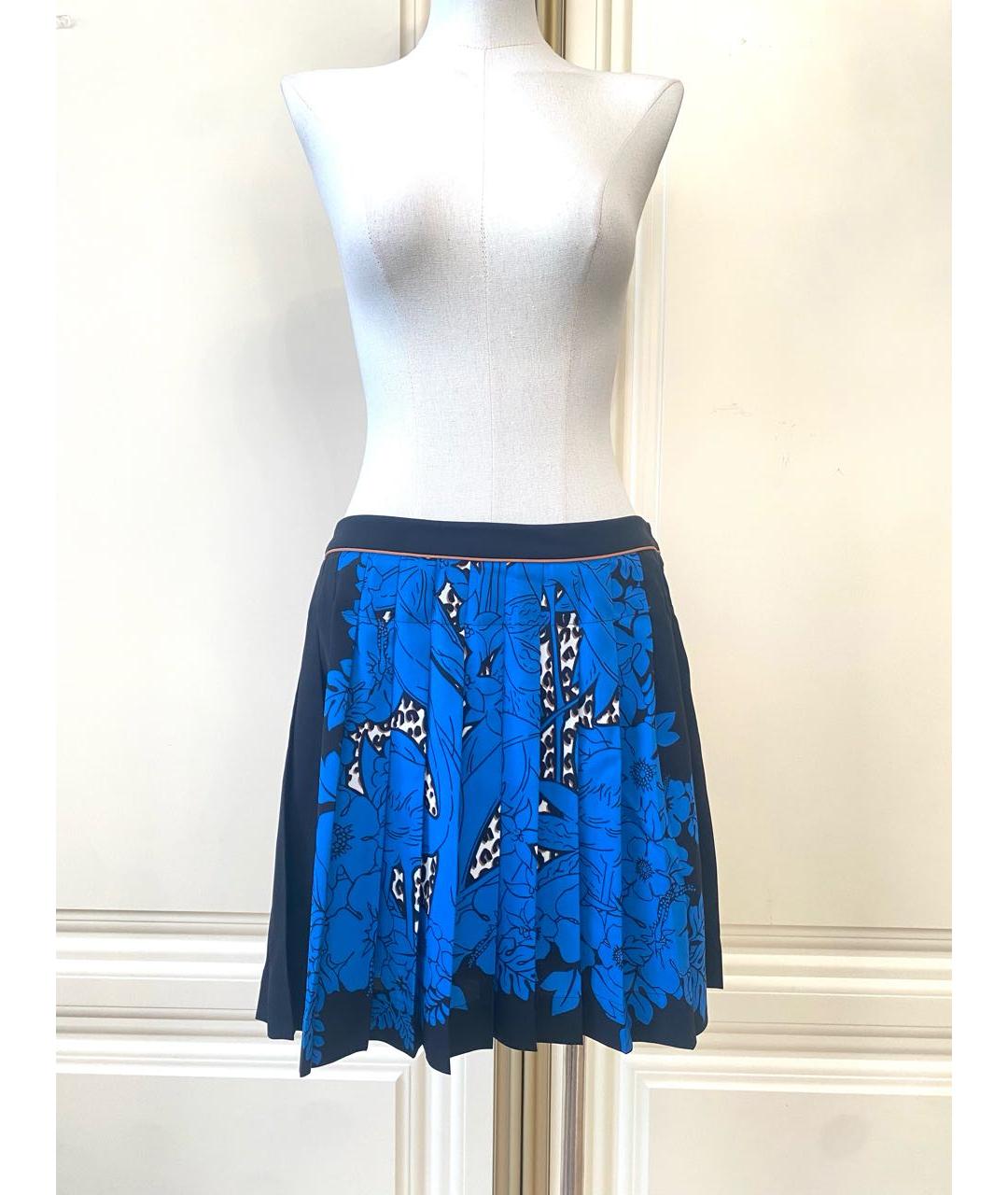 LOUIS VUITTON Синяя шелковая юбка мини, фото 2