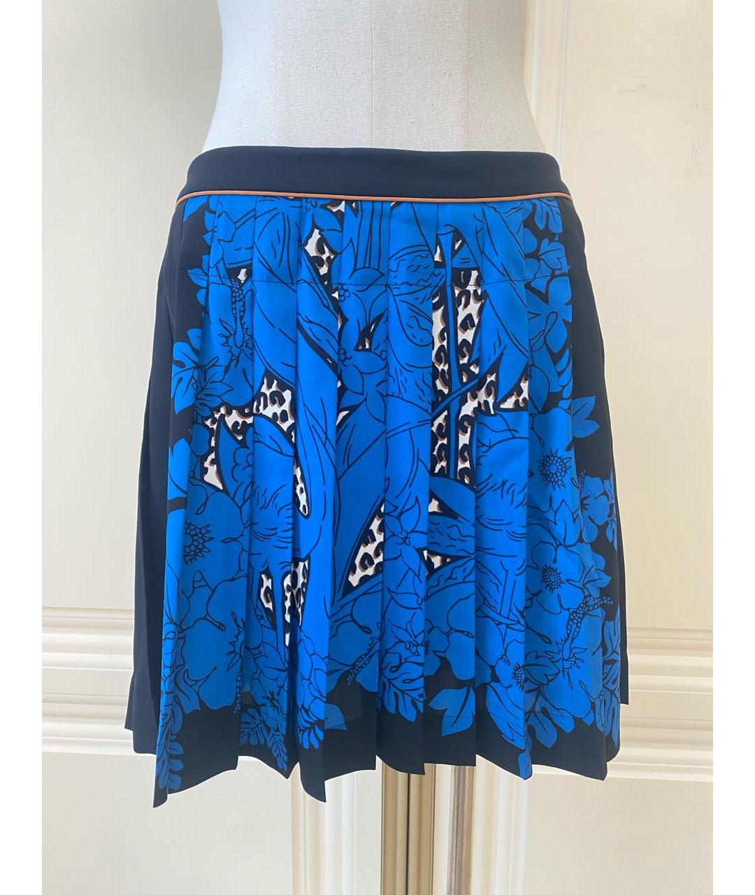 LOUIS VUITTON Синяя шелковая юбка мини, фото 9