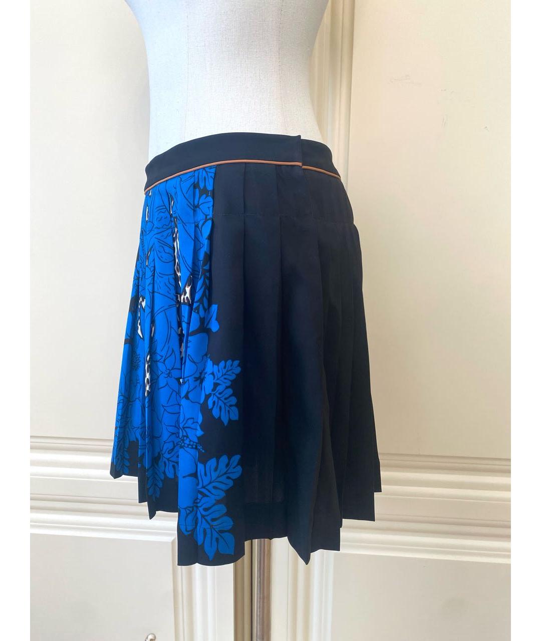 LOUIS VUITTON Синяя шелковая юбка мини, фото 3