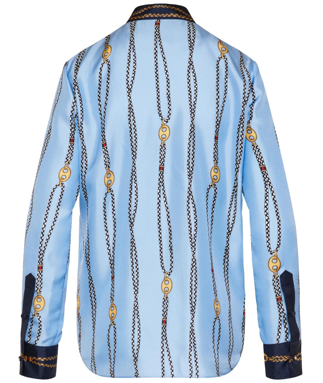 GUCCI Синяя шелковая рубашка, фото 2