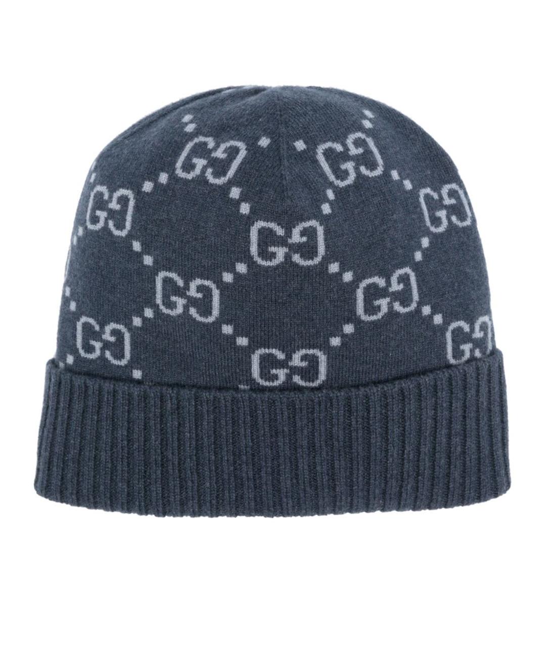 GUCCI Синяя кашемировая шапка, фото 1