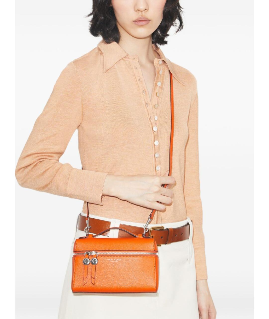 TORY BURCH Оранжевая кожаная сумка через плечо, фото 2