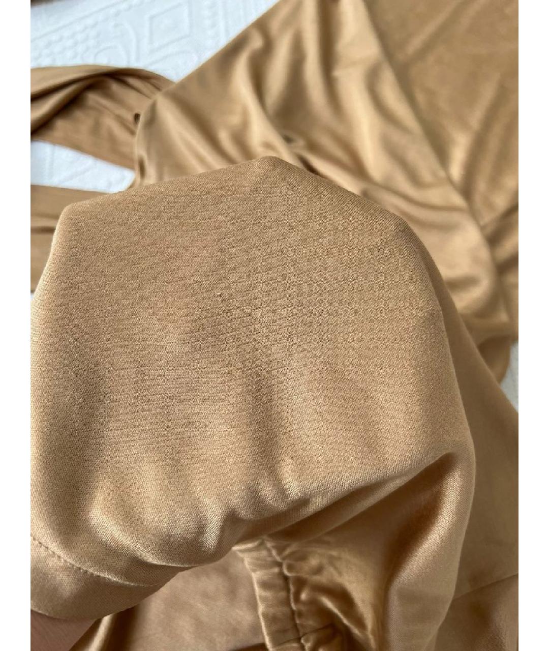 SAINT LAURENT Золотое шелковое повседневное платье, фото 4