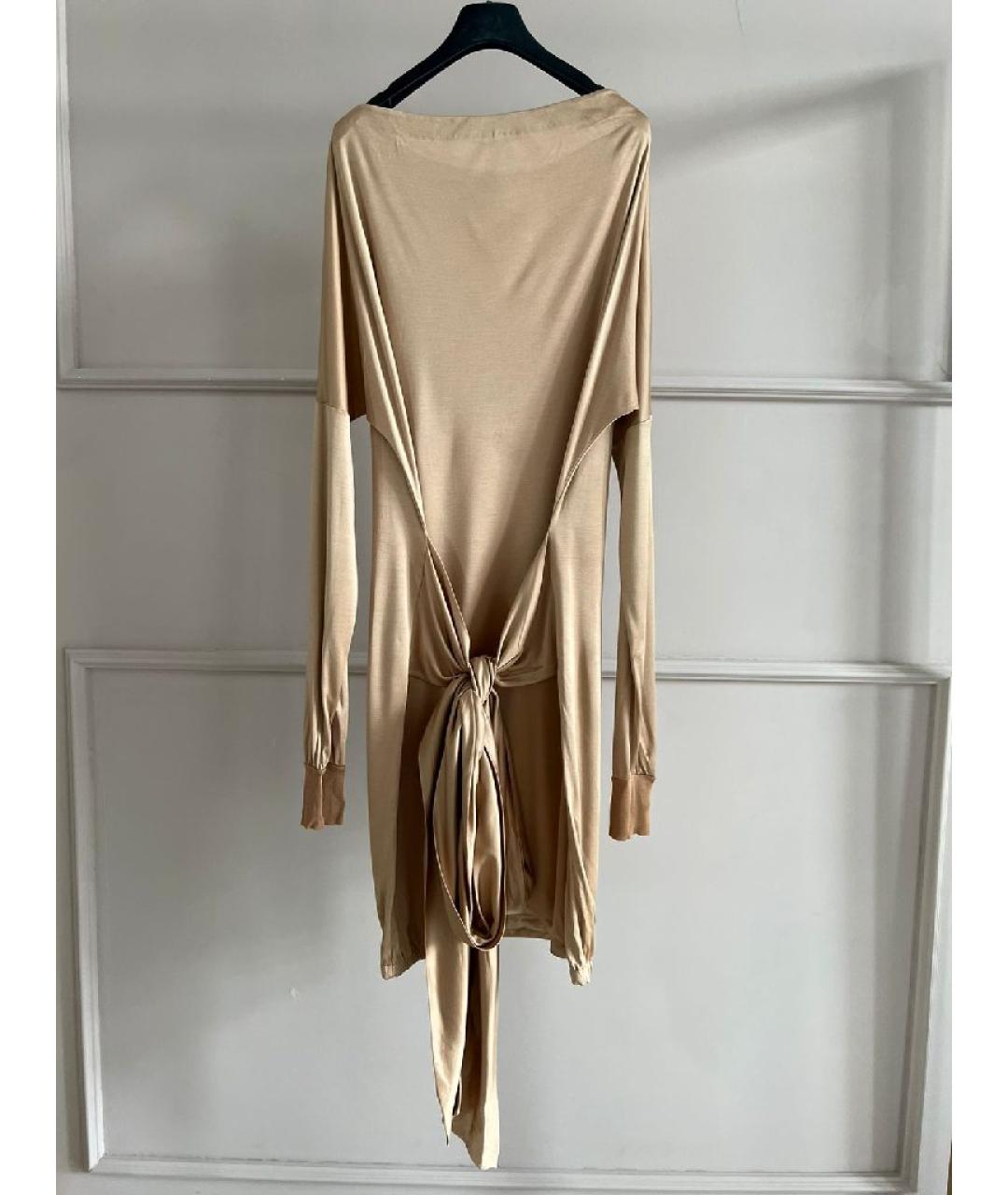 SAINT LAURENT Золотое шелковое повседневное платье, фото 2