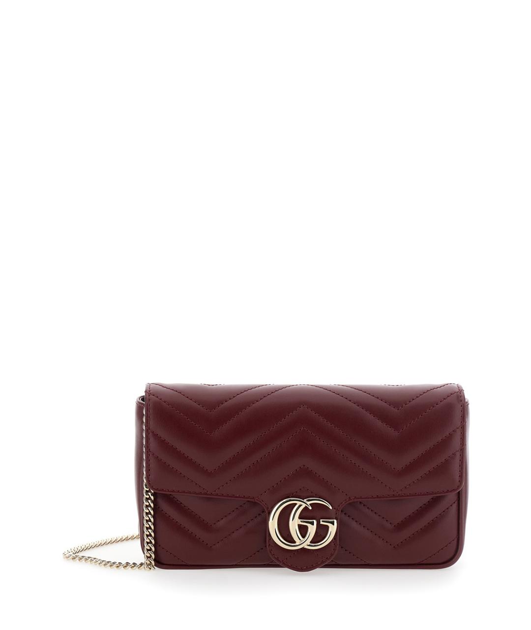 GUCCI Бордовая кожаная сумка через плечо, фото 1